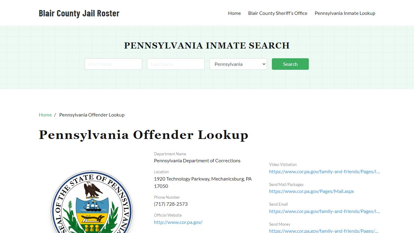 Pennsylvania Inmate Search, Jail Rosters